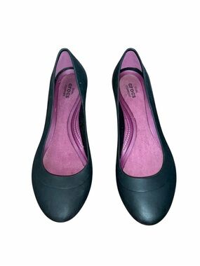 Crocs Women’s Wedge Flats Size 7 Black Dual Comfort Work Shoes Slip On
